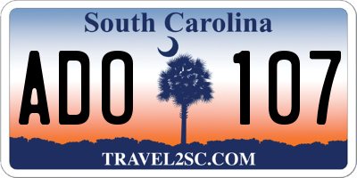 SC license plate ADO107
