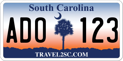 SC license plate ADO123