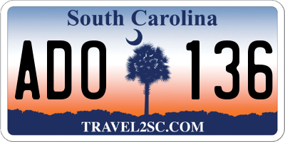 SC license plate ADO136