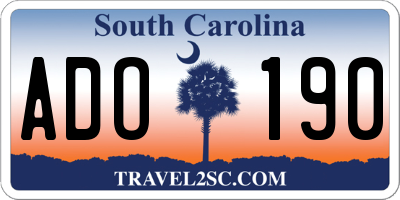 SC license plate ADO190
