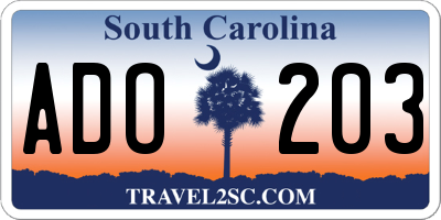 SC license plate ADO203