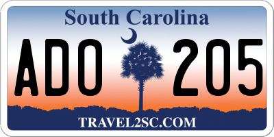SC license plate ADO205