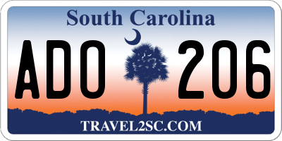 SC license plate ADO206