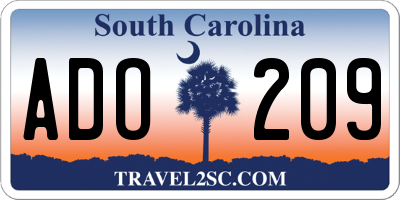 SC license plate ADO209