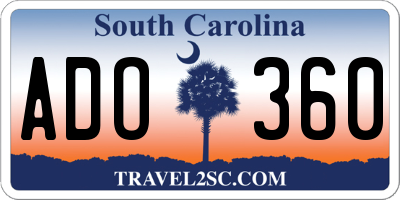 SC license plate ADO360