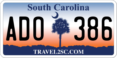SC license plate ADO386
