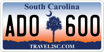 SC license plate ADO600