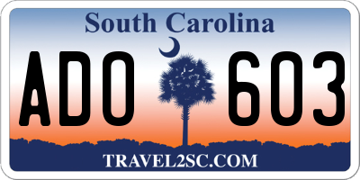 SC license plate ADO603