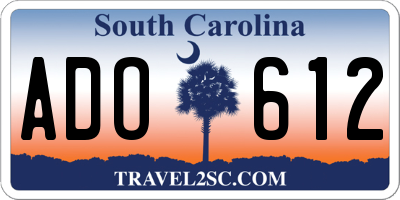 SC license plate ADO612