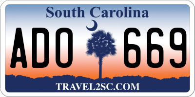 SC license plate ADO669