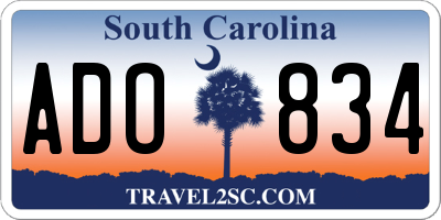 SC license plate ADO834