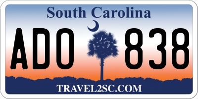SC license plate ADO838