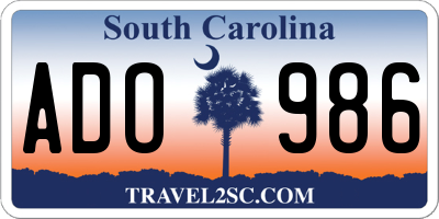 SC license plate ADO986