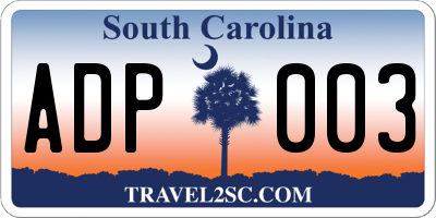SC license plate ADP003