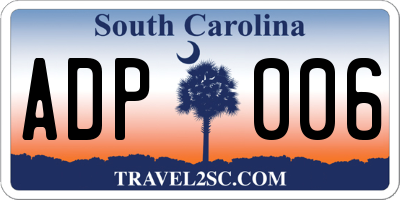 SC license plate ADP006
