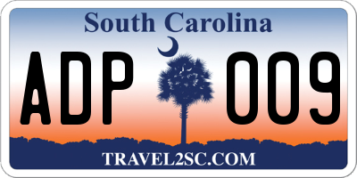 SC license plate ADP009