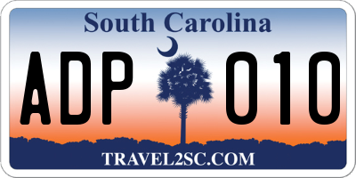 SC license plate ADP010