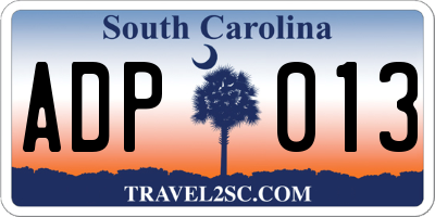 SC license plate ADP013