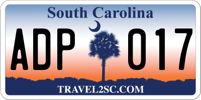 SC license plate ADP017
