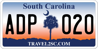 SC license plate ADP020