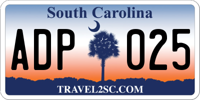 SC license plate ADP025