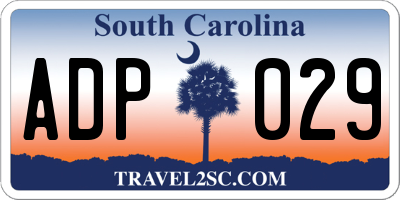 SC license plate ADP029