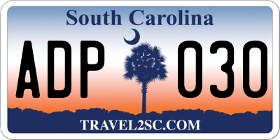 SC license plate ADP030