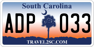 SC license plate ADP033