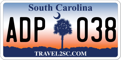 SC license plate ADP038