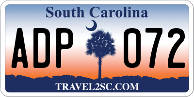 SC license plate ADP072