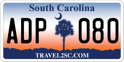 SC license plate ADP080