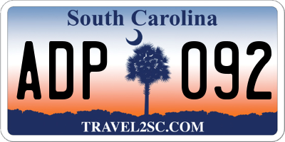 SC license plate ADP092