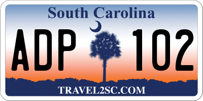 SC license plate ADP102