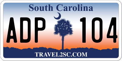 SC license plate ADP104