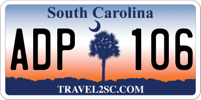 SC license plate ADP106