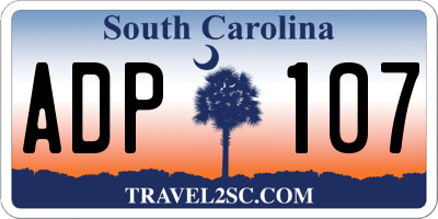 SC license plate ADP107