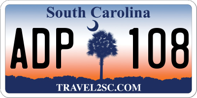 SC license plate ADP108