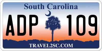 SC license plate ADP109