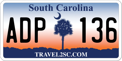 SC license plate ADP136