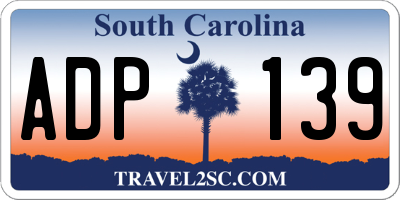SC license plate ADP139