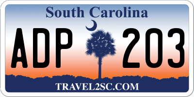 SC license plate ADP203