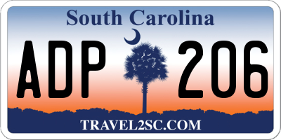 SC license plate ADP206