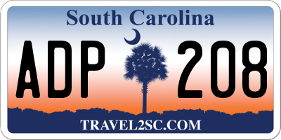 SC license plate ADP208