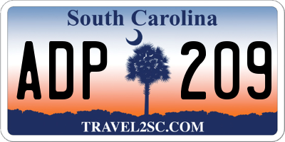 SC license plate ADP209