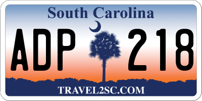 SC license plate ADP218