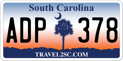 SC license plate ADP378