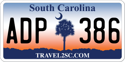 SC license plate ADP386