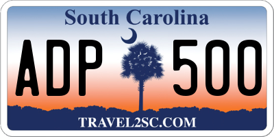 SC license plate ADP500