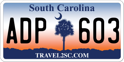 SC license plate ADP603