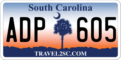 SC license plate ADP605